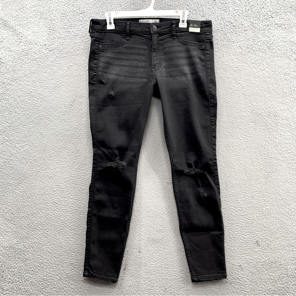 Abercrombie & Fitch Jean Legging Mid Rise Women’s Size 31/12 R Stretch Black NWT